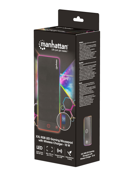 Tappetino Mouse Gaming XXL con LED RGB e Caricatore Wireless 10W
