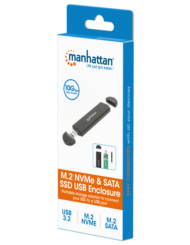 Box Esterno USB SSD M.2 NVMe e SATA Connessioni USB-C&trade e USB A