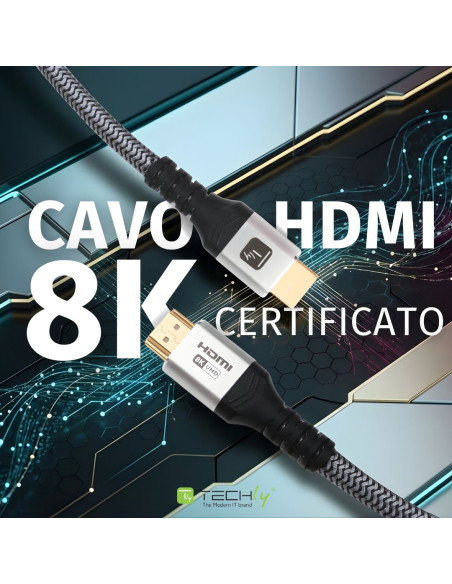 Cavo HDMI&trade Ultra High Speed 48Gbps Maschio / Maschio 8K@60Hz Certificato 1 m