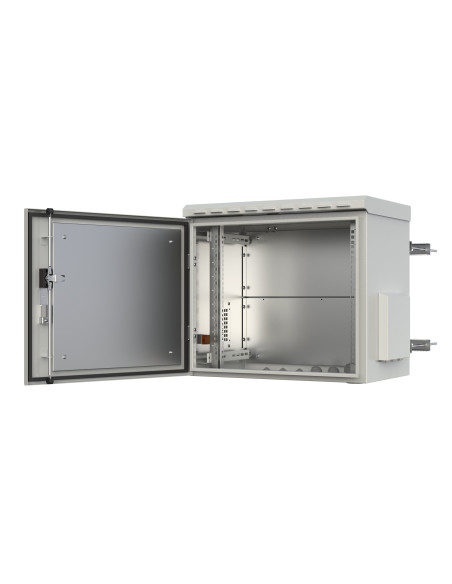 Armadio Rack 19'' Fissaggio a Palo 12U IP66 Porta Cieca Prof. 400 mm Grigio