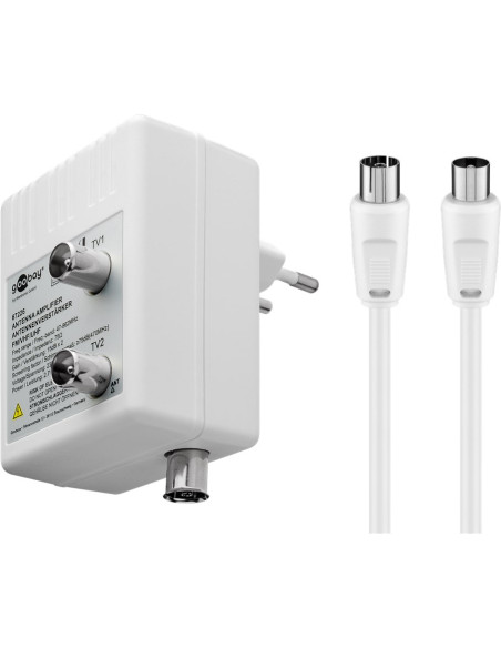 Amplificatore per Antenna Due Dispositivi (DVB-T / DVB-T2 / DVB-C) con Cavo