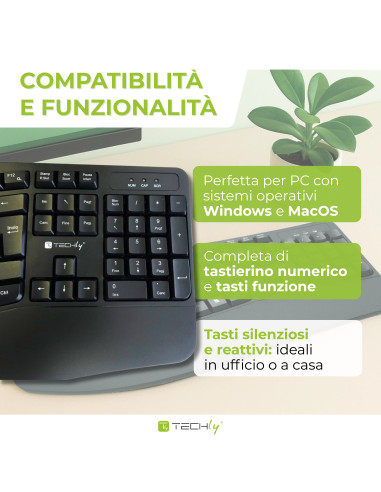 Tastiera Ergonomica Wireless Slim Design Curvo