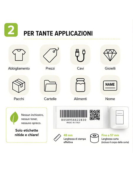 Mini Etichettatrice Stampante Termica Bluetooth C/Display Portatile Ricarica USB-C&trade