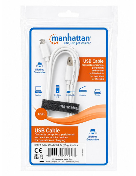 Cavo di Ricarica Rapida USB/Micro-USB 1m Bianco