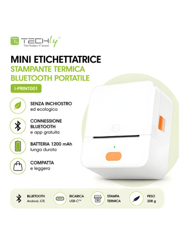 Mini Etichettatrice Stampante Termica Bluetooth Portatile Ricarica USB-C&trade
