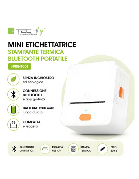 Mini Etichettatrice Stampante Termica Bluetooth Portatile Ricarica USB-C&trade