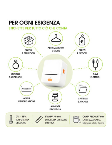 Mini Etichettatrice Stampante Termica Bluetooth Portatile Ricarica USB-C&trade