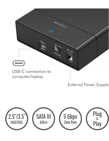 Box Esterno USB-C&trade 3.2 Gen 1 per HDD/SSD SATA da 2