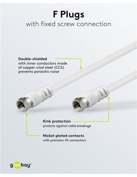 Cavo Antenna Satellite F/F 20 mt bianco