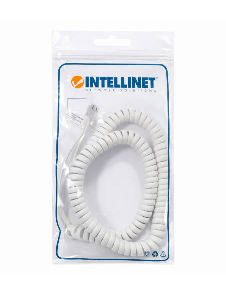 Cavo telefonico spiralato per cornetta 4mt RJ10 4P4C Bianco