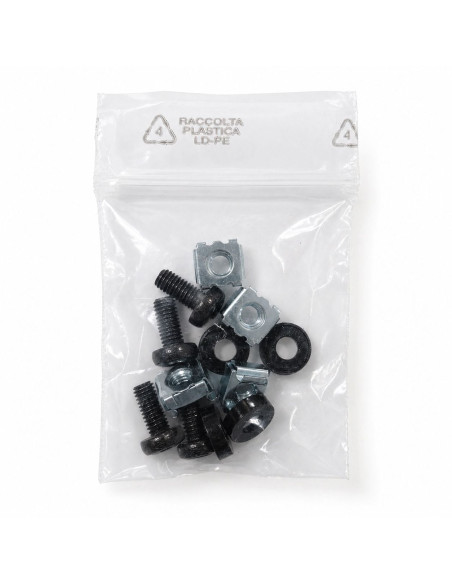 Kit Set 4 Viti 4 Dadi e 4 Rondelle per Montaggio Rack Nero