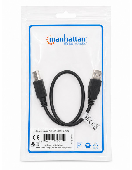 Cavo USB 2.0 A maschio/B maschio bulk 0.25 m