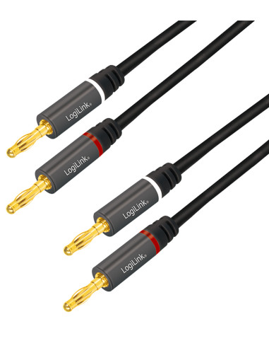 Cavo per Altoparlanti 2x2 Spinotti a Banana Nylon Nero 5m