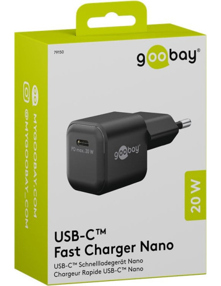 Alimentatore Caricatore Rapido USB-C&trade PD GaN Nano 20W 3A Nero