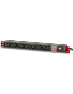 Multipresa 12 Posti VDE da Rack 19'' con Interruttore Spina Italiana 1U