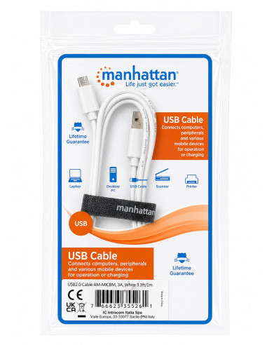 Cavo di Ricarica Rapida USB/Micro-USB 1m Bianco