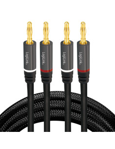 Cavo per Altoparlanti 2x2 Spinotti a Banana Nylon Nero 3 metri