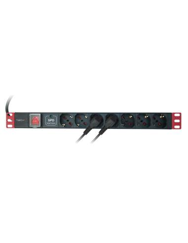 Multipresa da Rack 19'' 7 Posti con limitatore da sovratensioni