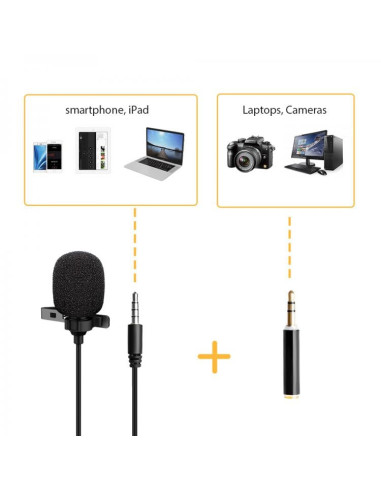 Microfono Lavalier Condensatore Omnidirezionale 3.5mm Adattatore PC