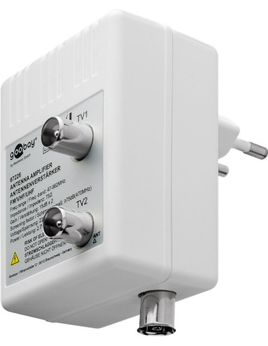 Amplificatore per Antenna Due Dispositivi (DVB-T / DVB-T2 / DVB-C) con Cavo