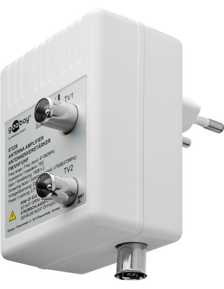 Amplificatore per Antenna Due Dispositivi (DVB-T / DVB-T2 / DVB-C) con Cavo