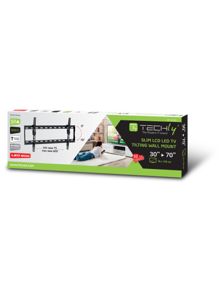 Staffa a Muro Inclinabile TV LED LCD 30-70'' Nero
