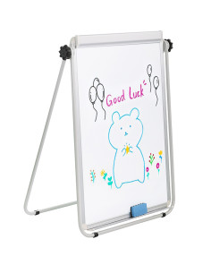 Lavagna Magnetica Bifacciale Flipchart Portatile 70x100 cm con Supporto 2
