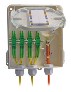 Scatola di Giunzione Fibra Ottica 8 Fibre IP54 per Applicazioni FTTX con Serratura