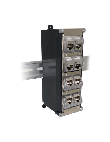 Pannello Patch Keystone 8 porte per Guida DIN e Montaggio a Parete con Messa a Terra