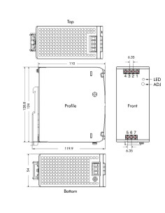 Alimentatore su Guida DIN 48V 5A 240W 2