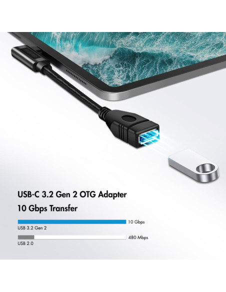 Cavo USB 3.2 Gen2 OTG USB-C&trade Maschio Angolato a USB-A Femmina 0