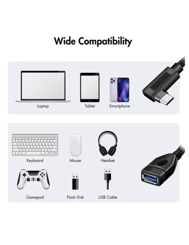 Cavo USB 3.2 Gen2 OTG USB-C&trade Maschio Angolato a USB-A Femmina 0