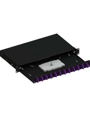 Cassetto Ottico 19'' Scorrevole con 12 Bussole SC Duplex Multimodale OM4 Nero