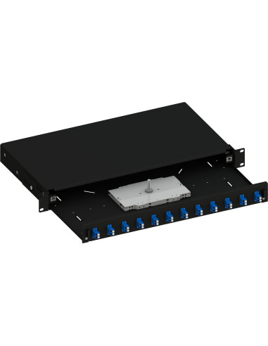 Cassetto Ottico 19'' con 12 Bussole LC Duplex Monomodale OS2 Nero