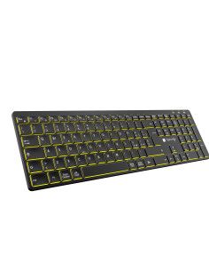 Tastiera Ultrasottile Wireless 2.4G + 2 BT Ricaricabile con Retroilluminazione