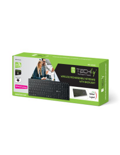 Tastiera Ultrasottile Wireless 2.4G + 2 BT Ricaricabile con Retroilluminazione 2