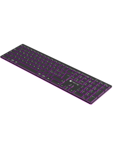 Tastiera Ultrasottile Wireless 2.4G + 2 BT Ricaricabile con Retroilluminazione