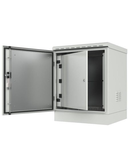 Armadio Rack 19'' a Pavimento 16U grigio IP66 Doppia Porta Cieca prof. 600 mm