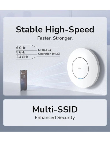 Punto di Accesso Wireless Multi-Gigabit Tri-band WiFi 7 BE11000 Mesh a Muro/Soffitto