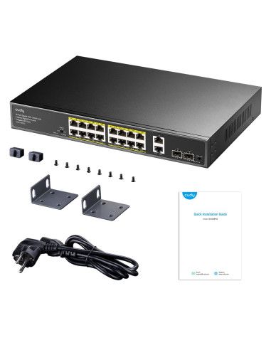 Switch Gigabit PoE+ 16 Porte con 2 Uplink GBE e 2 Gigabit SFP