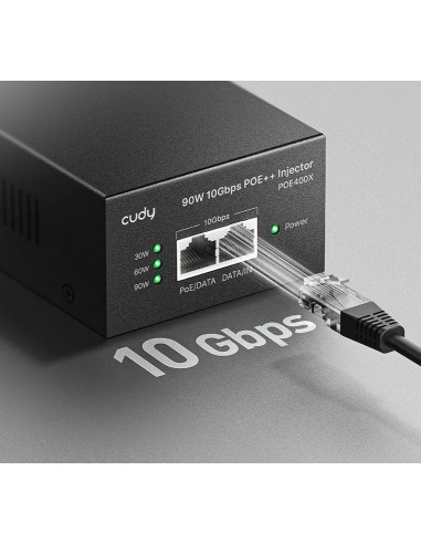 Iniettore Gigabit PoE/PoE+/PoE++ da 90W 10G fino a 90 m