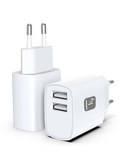 Caricatore Alimentatore 2x USB-A 12W da Muro