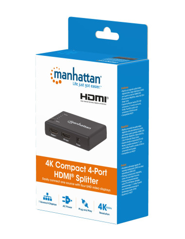 Splitter HDMI 4K UHD 3D con LED 4 vie