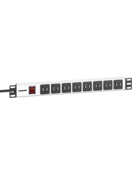 Multipresa per Rack 16 uscite USB tipo A Spina Schuko Angolata 1U