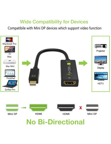 Adattatore Mini DisplayPort (Thunderbolt) 1.4 / HDMI 8K Attivo nero
