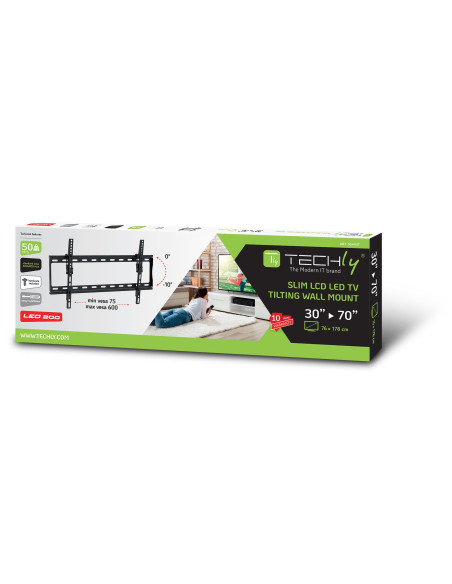 Staffa a Muro Inclinabile TV LED LCD 30-70'' Nero