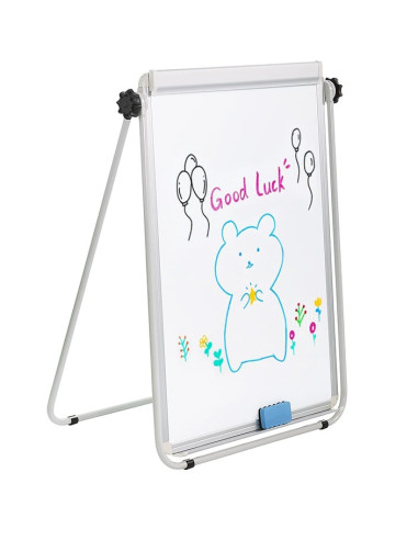 Lavagna Magnetica Bifacciale Flipchart Portatile 70x100 cm con Supporto