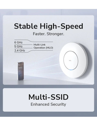 Punto di Accesso Wireless Multi-Gigabit Tri-band WiFi 7 BE11000 Mesh a Muro/Soffitto