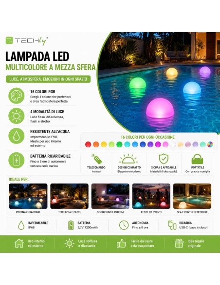 Lampada LED Multicolore a Mezza Sfera
