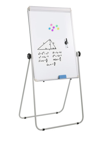 Lavagna Magnetica Bifacciale Flipchart Portatile 70x100 cm con Supporto